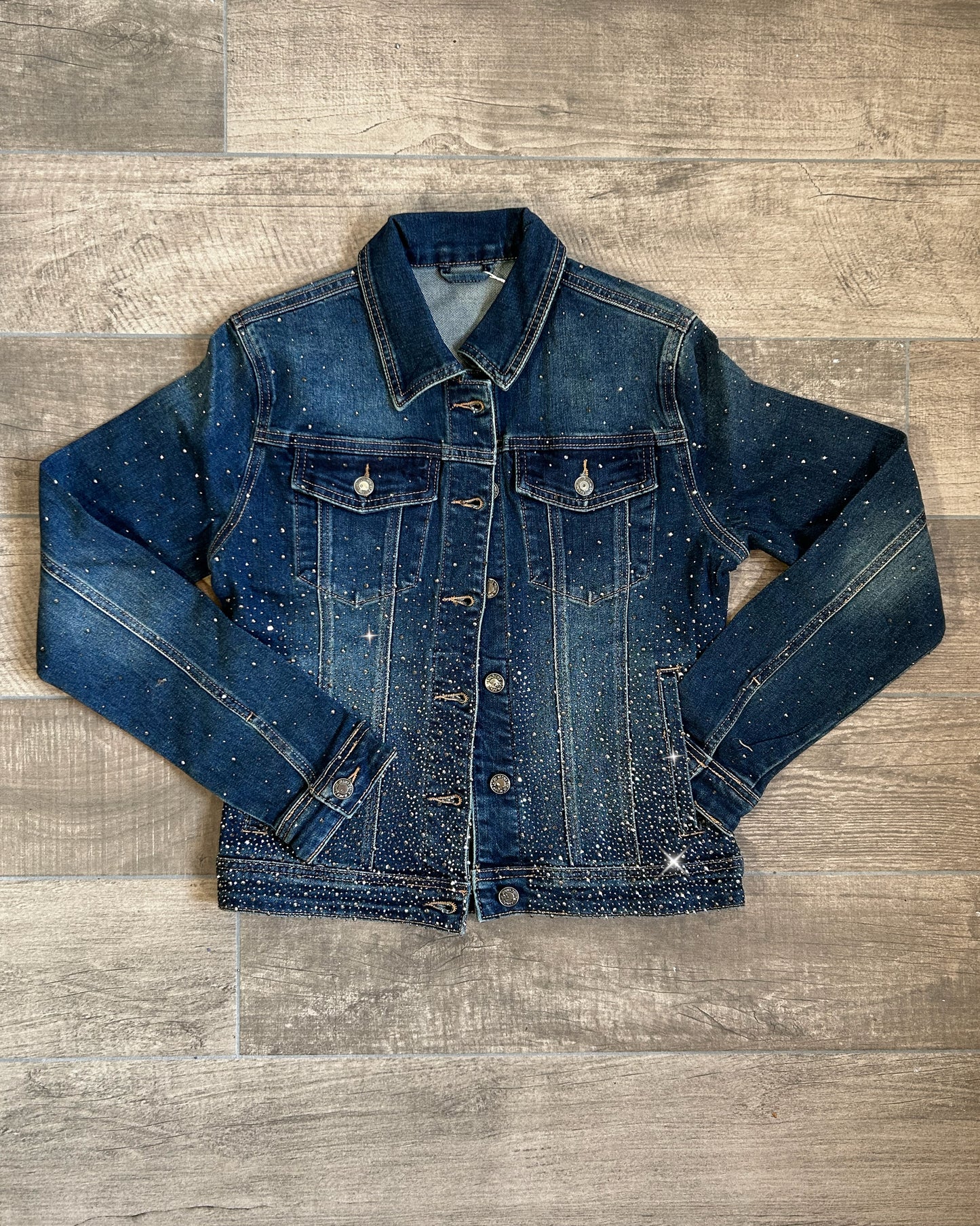 Giacca Jeans Donna con Strass – Effetto Glitter Chic