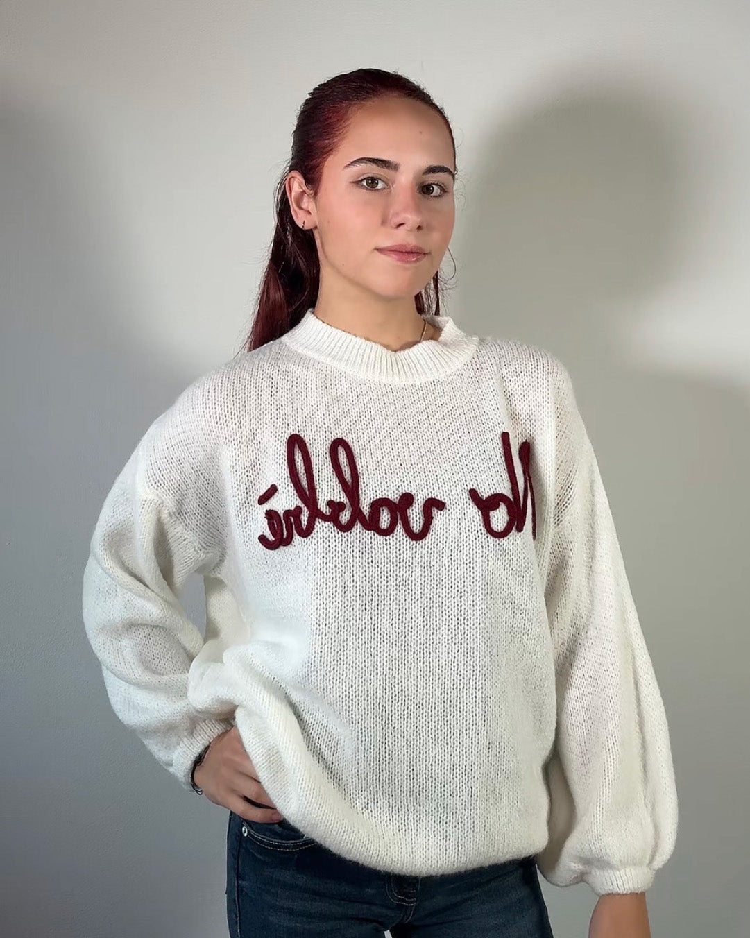 Maglione No Vabbè con Scritta Ricamata