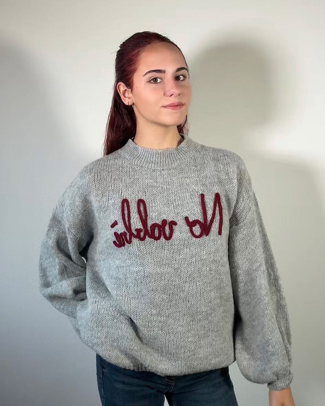 Maglione No Vabbè con Scritta Ricamata