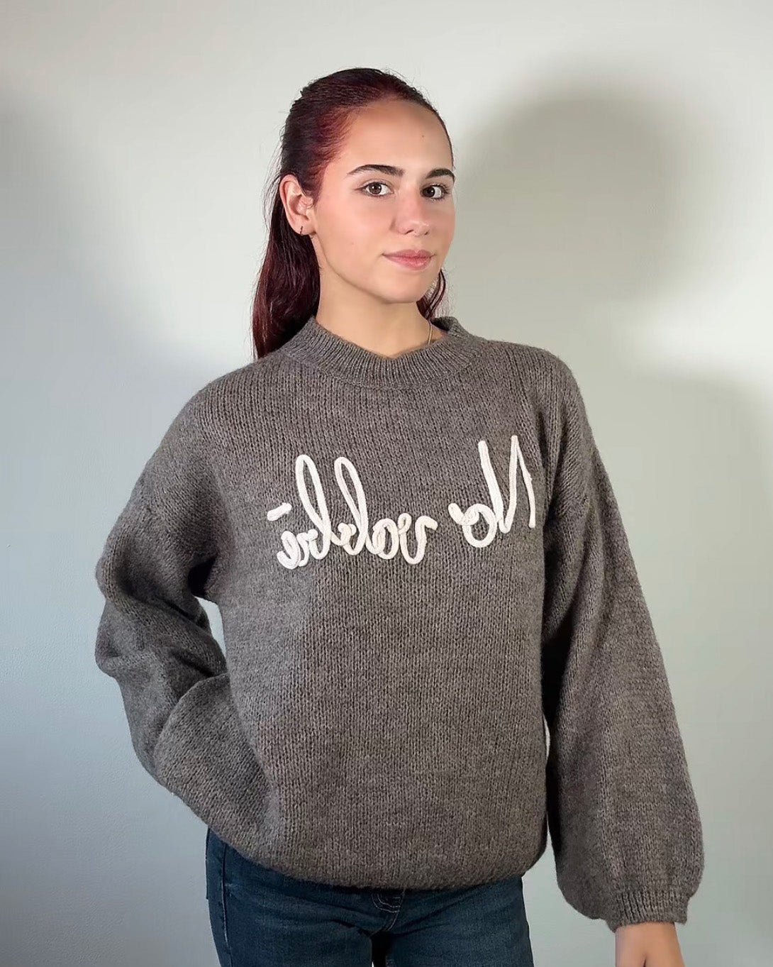 Maglione No Vabbè con Scritta Ricamata