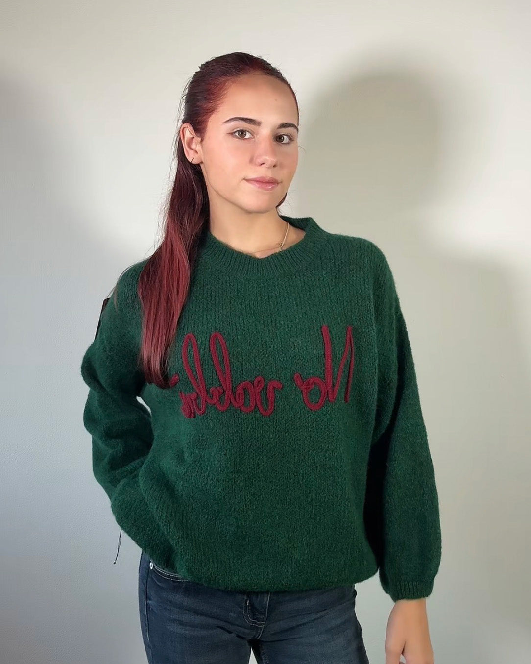 Maglione No Vabbè con Scritta Ricamata