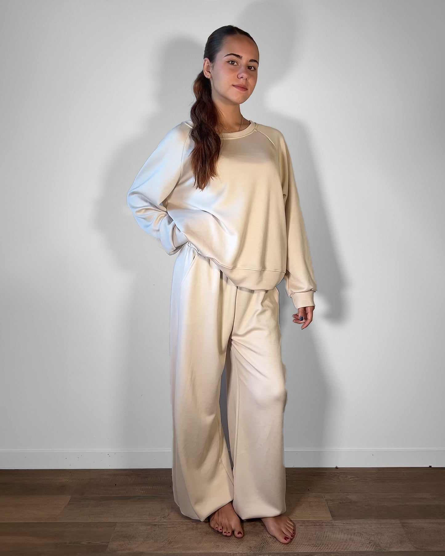 Completo Donna Felpa + Pantalone Wide Leg