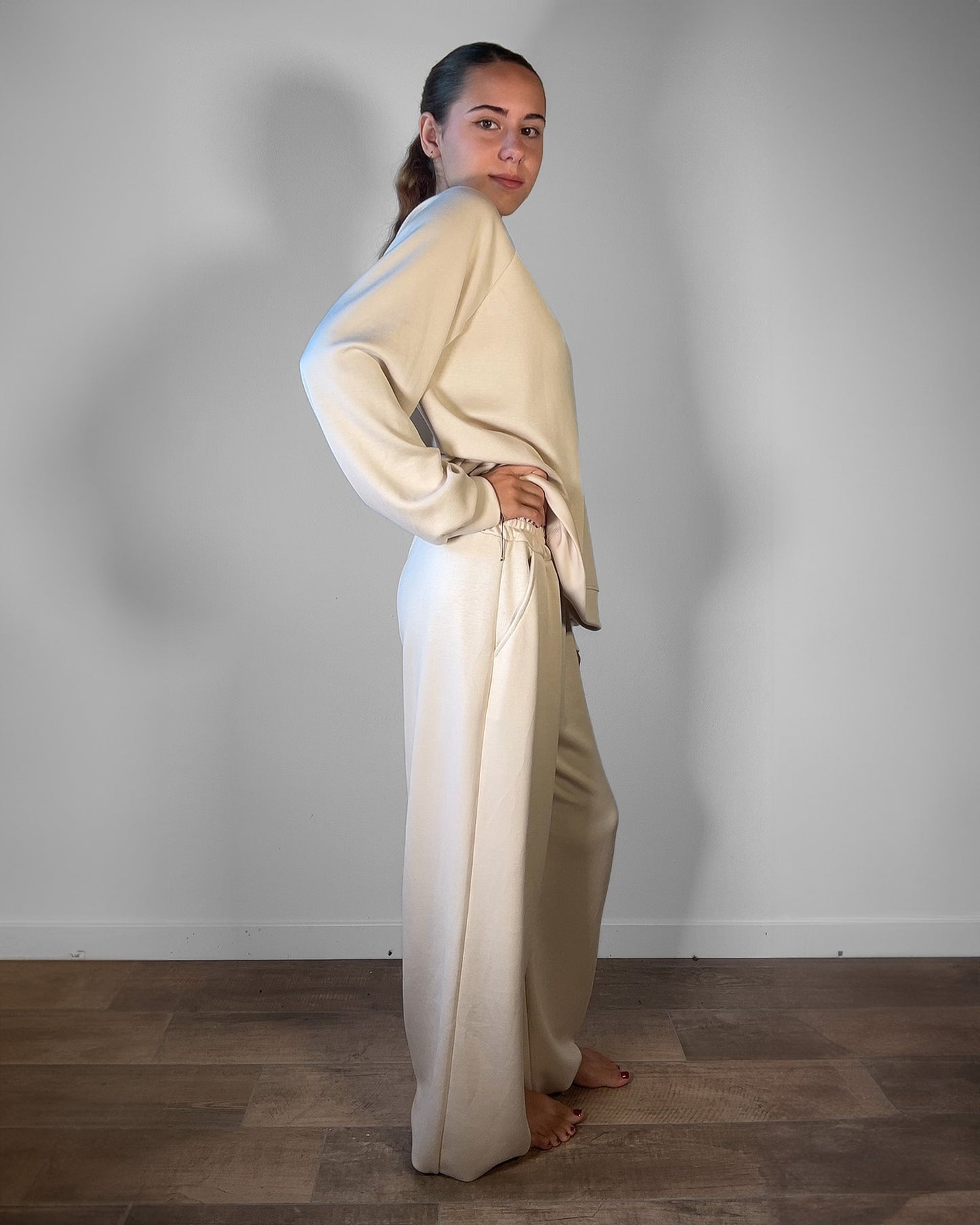 Completo Donna Felpa + Pantalone Wide Leg