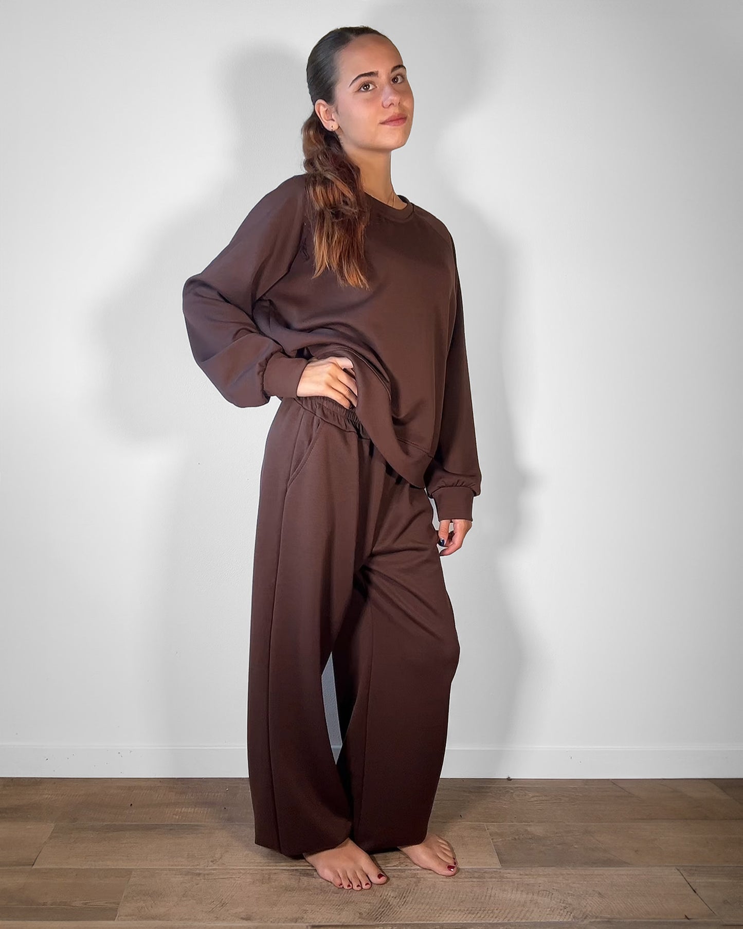 Completo Donna Felpa + Pantalone Wide Leg