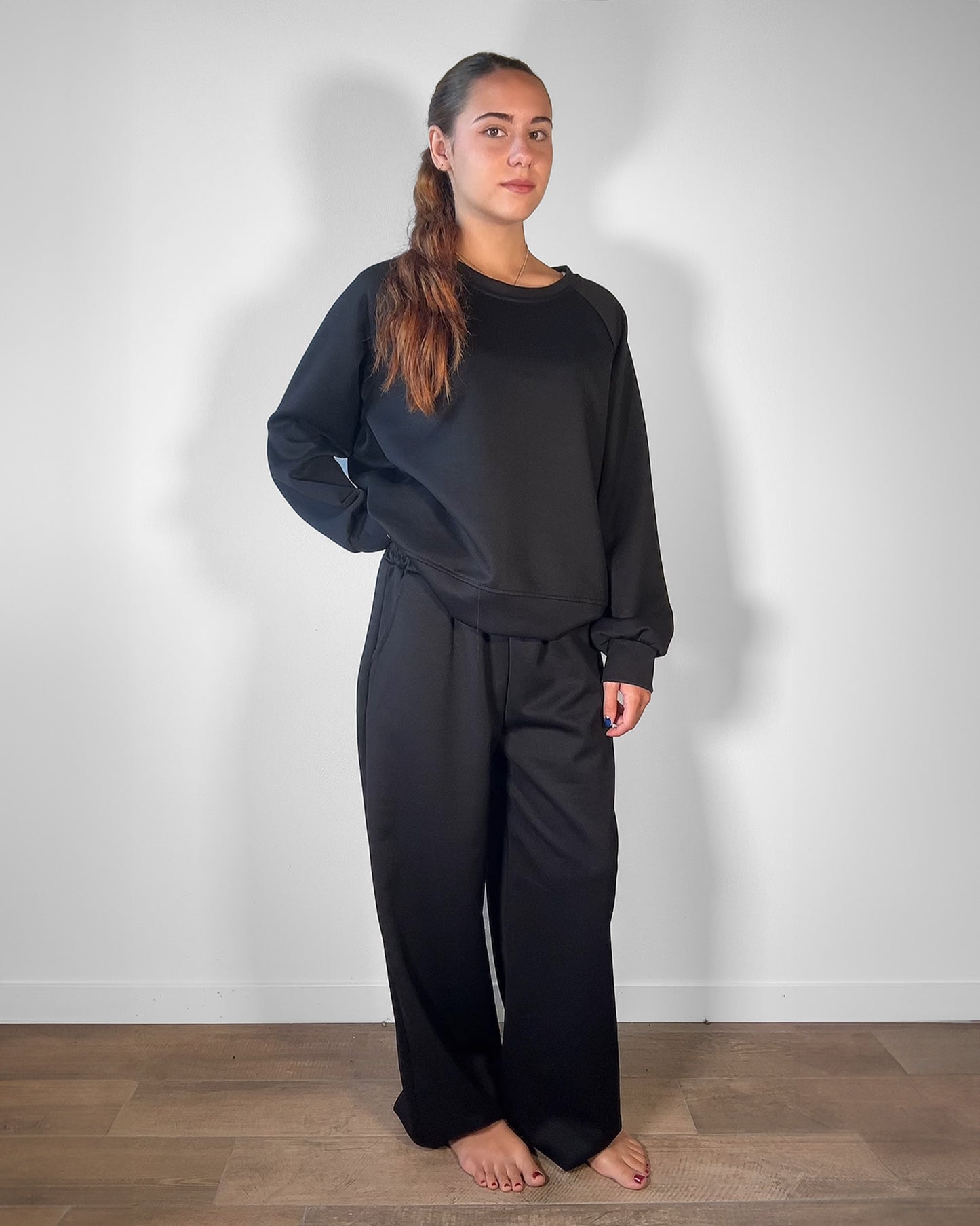 Completo Donna Felpa + Pantalone Wide Leg