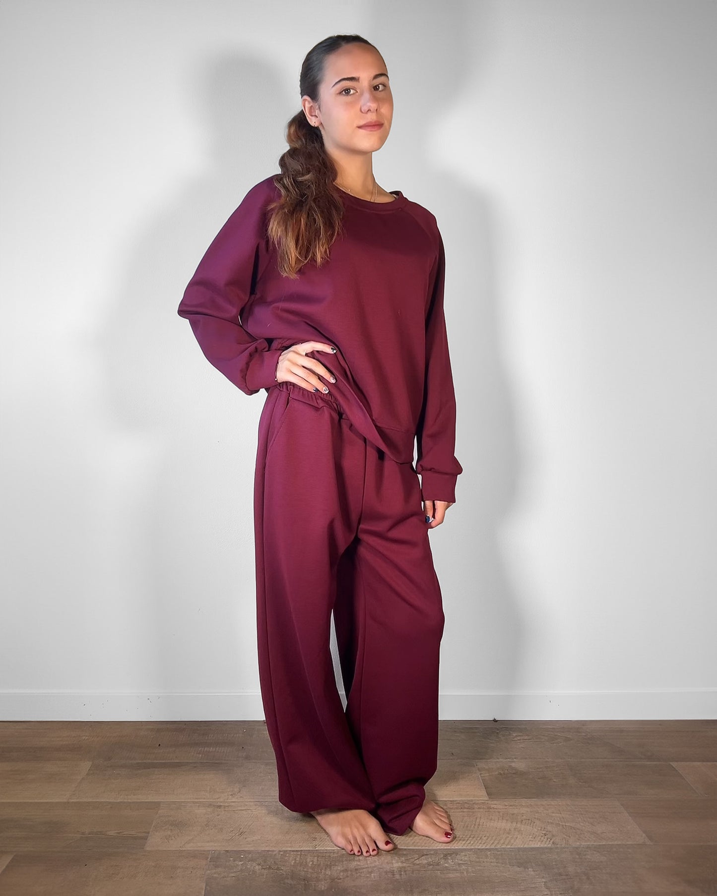 Completo Donna Felpa + Pantalone Wide Leg