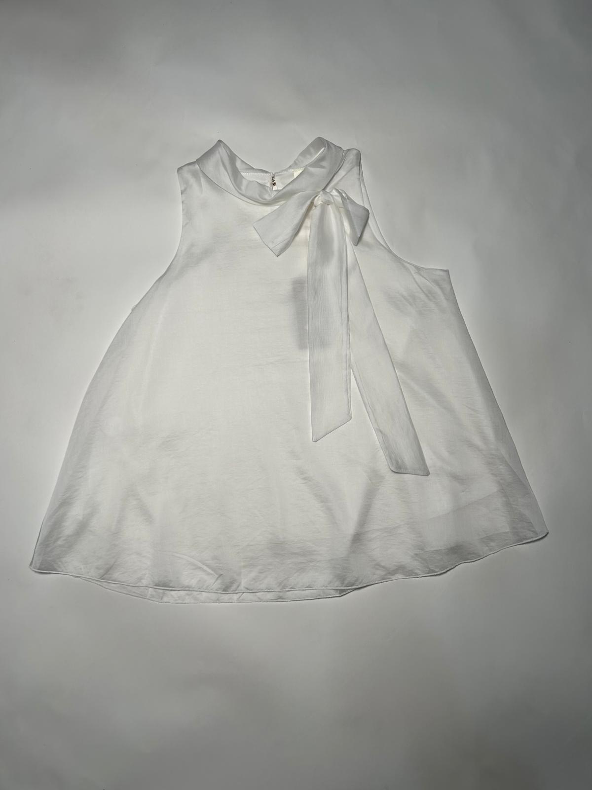Blusa Senza Maniche con Collo Alto e Nodo Elegante