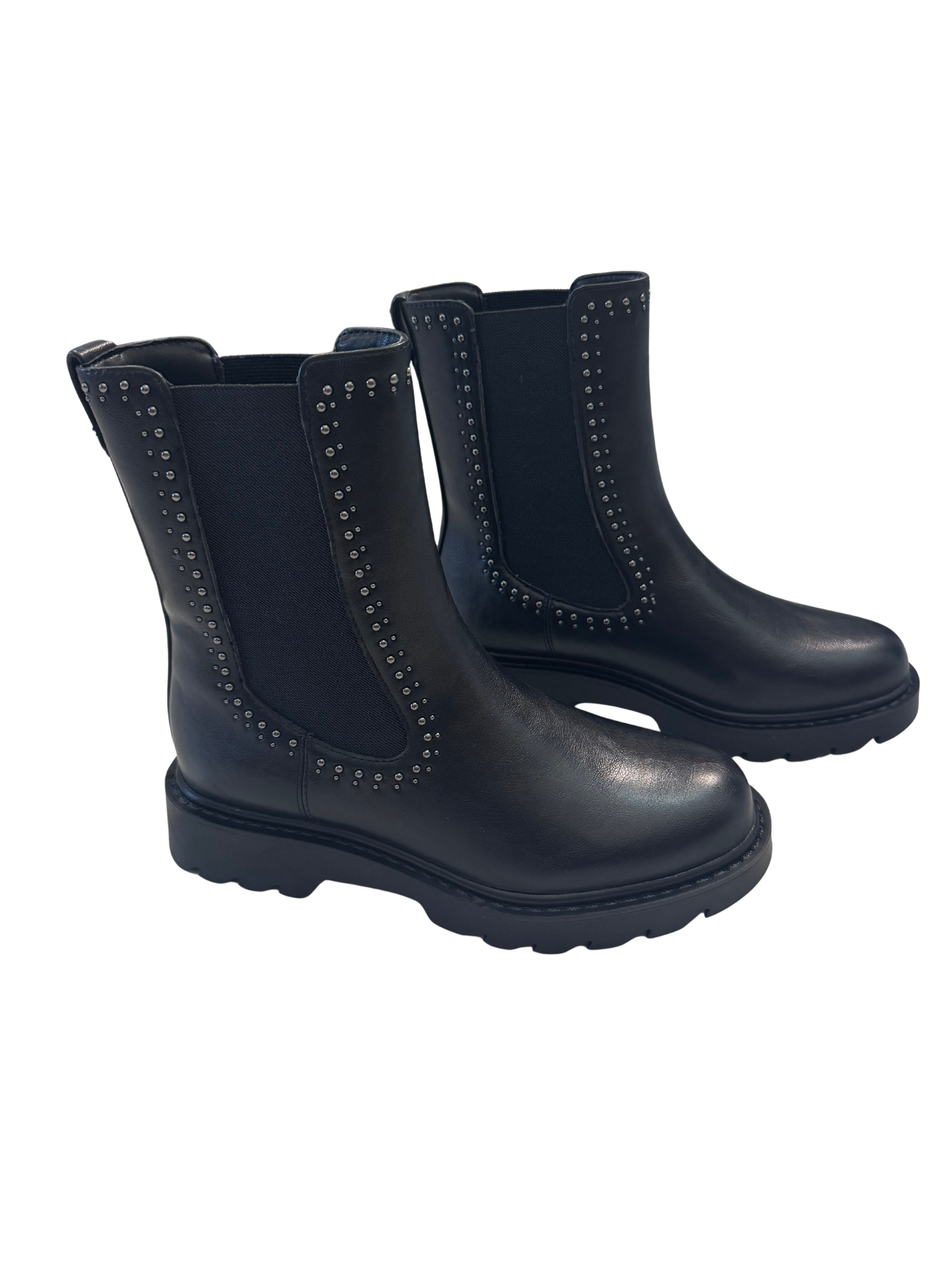 Stivaletti Vegani 100% Donna Neri con Borchie – Suola Alta e Design Elasticizzato