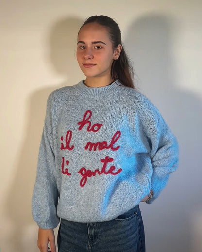 Maglione Donna Ho il mal di gente – Mood Ironico & Trendy