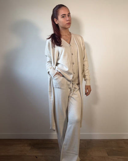 Completo Loungewear 3 Pezzi – Gilet, Pantalone e Maxi Cardigan