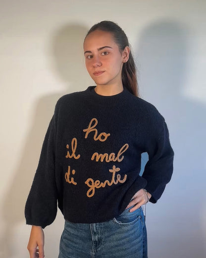 Maglione Donna Ho il mal di gente – Mood Ironico & Trendy