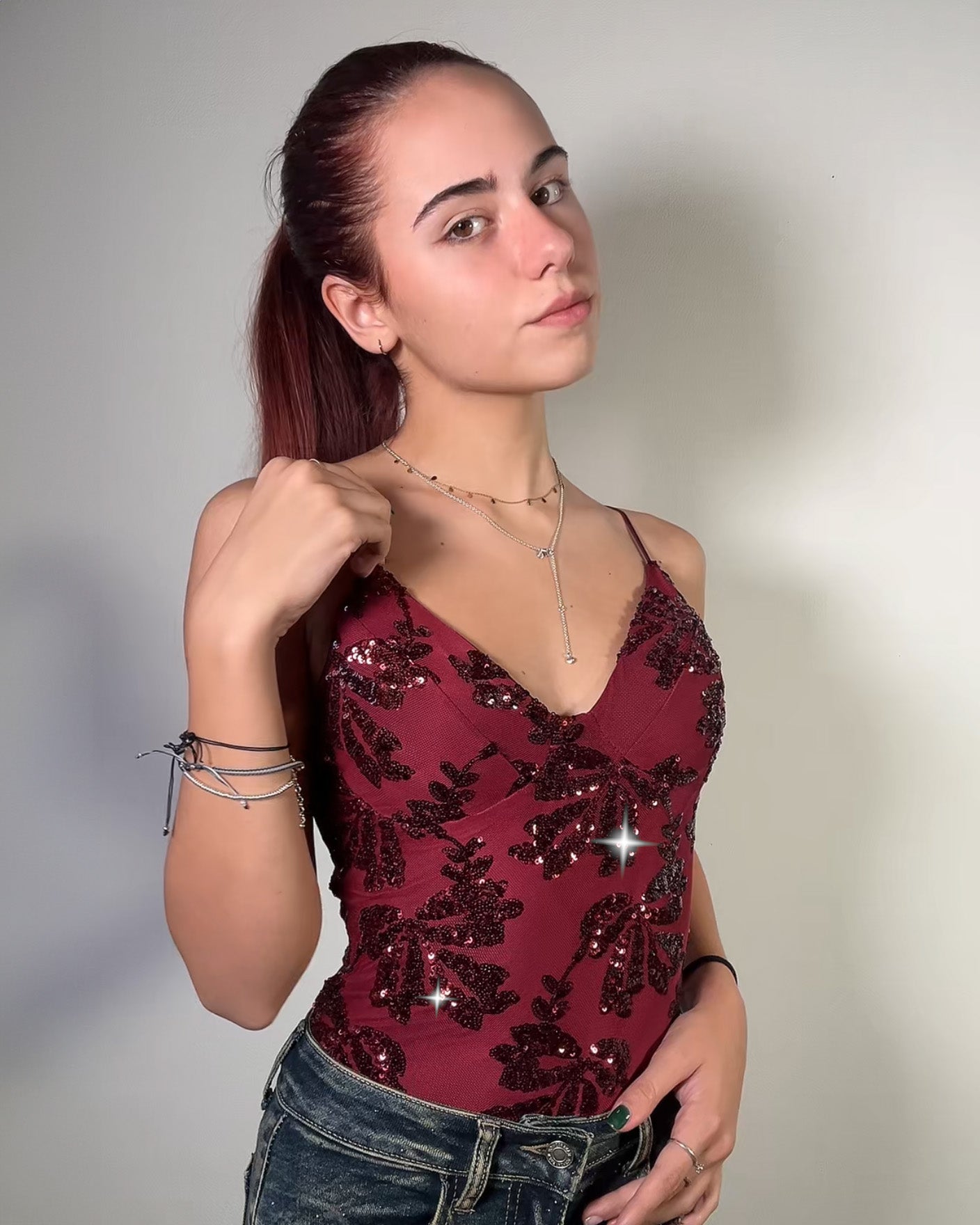 ✨ Body con Paillettes – Modello Luce