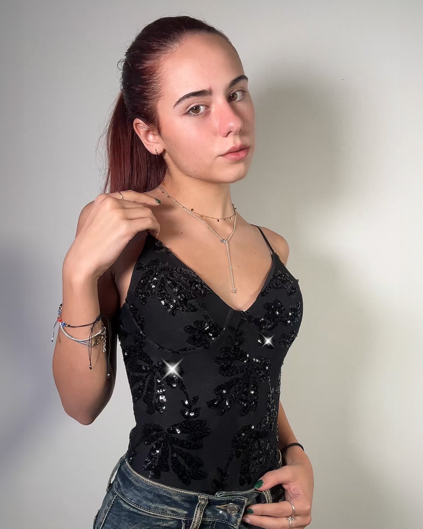 ✨ Body con Paillettes – Modello Luce