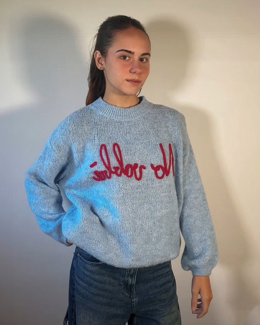 Maglione No Vabbè con Scritta Ricamata
