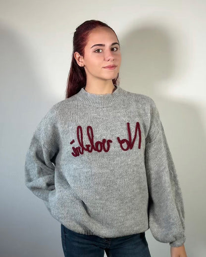 Maglione No Vabbè con Scritta Ricamata