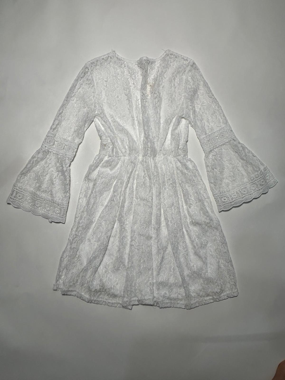 Vestito Pizzo Bianco Maniche Lunghe