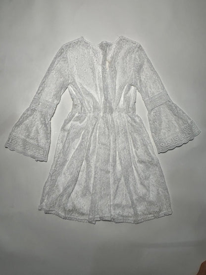 Vestito Pizzo Bianco Maniche Lunghe